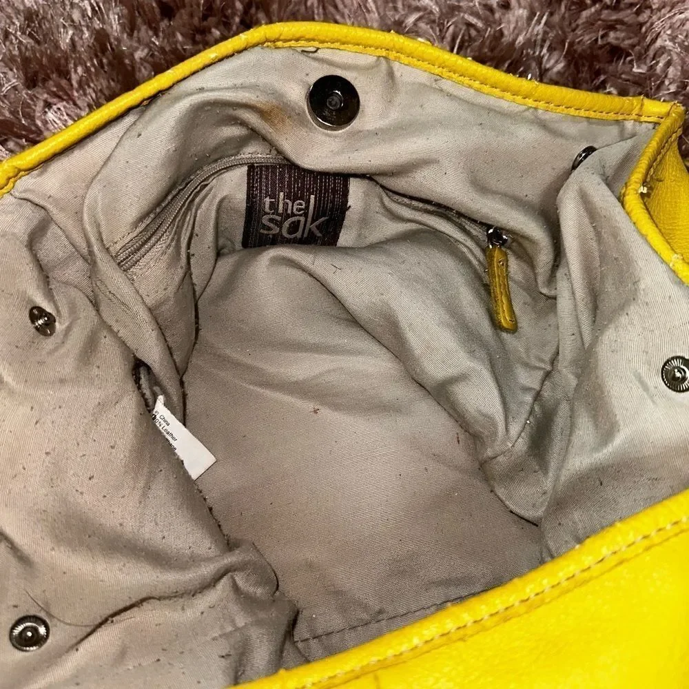 The Sak hobo snap closure vintage bag yellow pebble leather
